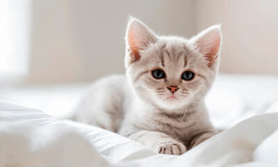 cute kitten in bed. Selective focus.