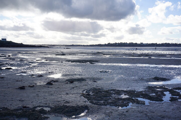 Beach of Lancieux, France during low tide