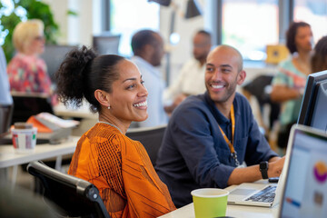 Candid capture of an engaged African American woman during a business training session, highlighting DEI in the workplace.

