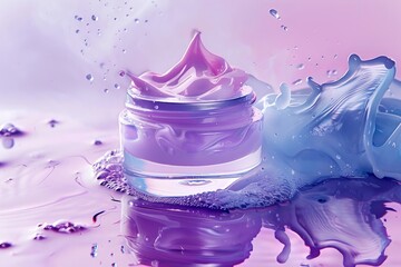 Face Skin care learning skin care cream. Skincare beauty cosmetic products: lip balm, Hydrating lotion, moisturiser, skincare Sleep eye gel, Hair regeneration serum and hair grooming jar pot