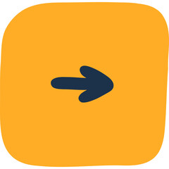 Cute hand drawn mark arrow in checkbox in the shape of square. Tick arrow point as postpone sign for weekly planner, notebook. Diary note element