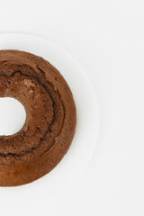 chocolate cake on white background