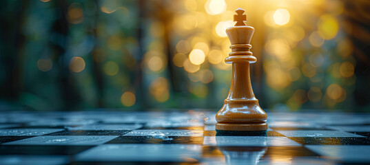 Chess, classic and intellectual strategic board game, bokeh background - obrazy, fototapety, plakaty
