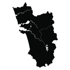 Goa black Silhouette map vector illustration on white background