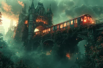 Gardinen Victorian London invaded by alien flora, steampunk vs © In-Trend Image
