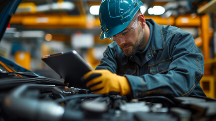 Aufmerksame Expertise: Fachmann bei der Fahrzeugdiagnostik in der Werkstatt