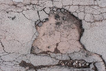 Cracked Concrete Texture with Pothole