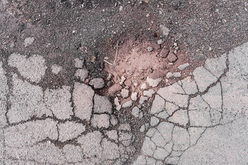 Concrete Pothole Texture with Cracks