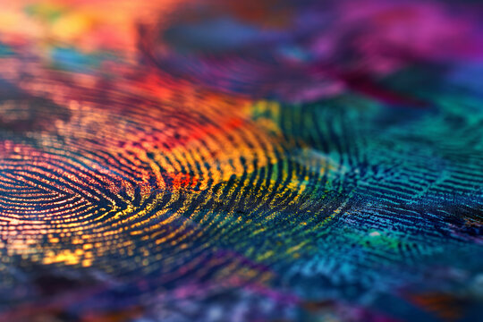 different vibrant colors fingerprints. diverse identity, DEI concept, and inclusion. High quality photo