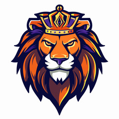 Lion king in crown esport vector logotype, logo lion king, icon lion king, sticker lion king, symbol lion king, emblem lion king