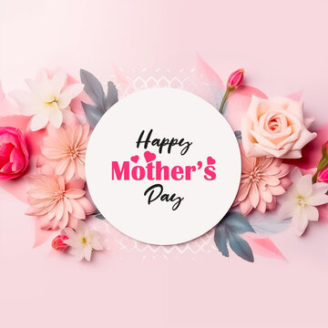 Happy Mother's Day Greeting Card Design with Flower for Banner, Flyer, Invitation, Brochure, Poster
