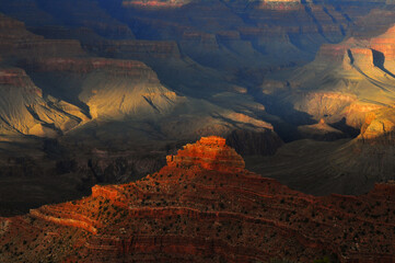 Sunset from the South Rim of the Grand Canyon National Park, Arizona, Southwest USA.