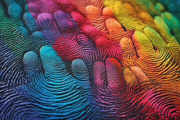 different vibrant colors fingerprints. diverse identity, DEI concept, and inclusion. High quality photo