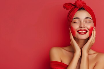 Face Skin texture revivers skin care cream. Skincare beauty cosmetic products: lip balm, Tempting lotion, moisturiser, skincare Prospering eye gel, Splendid serum and reinvigoration jar pot - obrazy, fototapety, plakaty