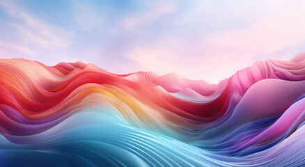 Abstract colorful nebula waves background landscape wallpaper design, blue, yellow, purple, red rainbow colors