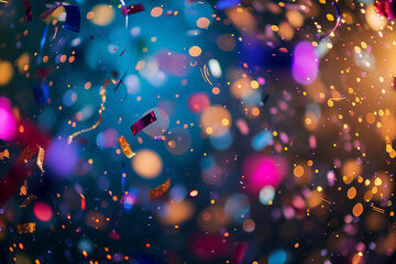 Colorful confetti against a colorful glitter background.