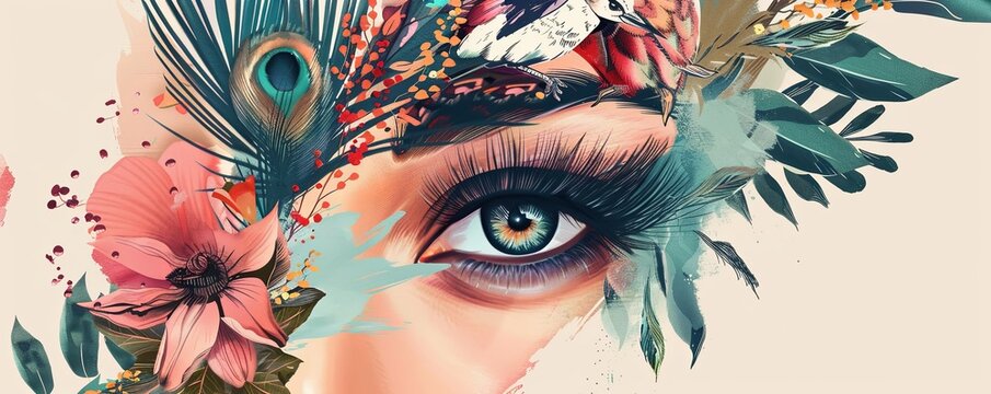 Boho clip art collage element