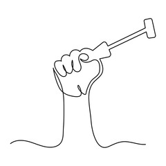 Continuous One line art happy labour day concept outline vector art illustration design.