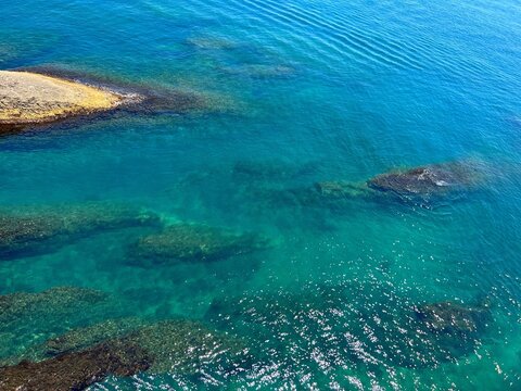 Sea water blue turquoise surface beautiful seascape.