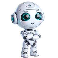 White cute robot in standing posture
