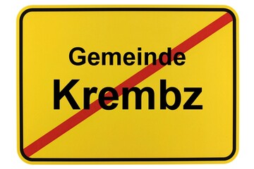 Illustration eines Ortsschildes der Gemeinde Krembz in Mecklenburg-Vorpommern