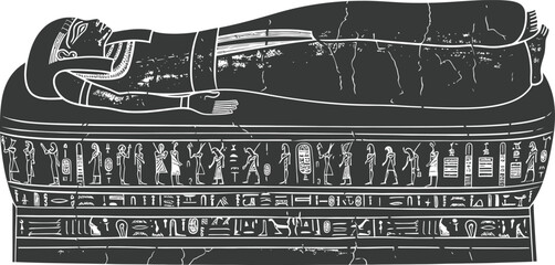 Silhouette ancient egypt sarcophagus black color only
