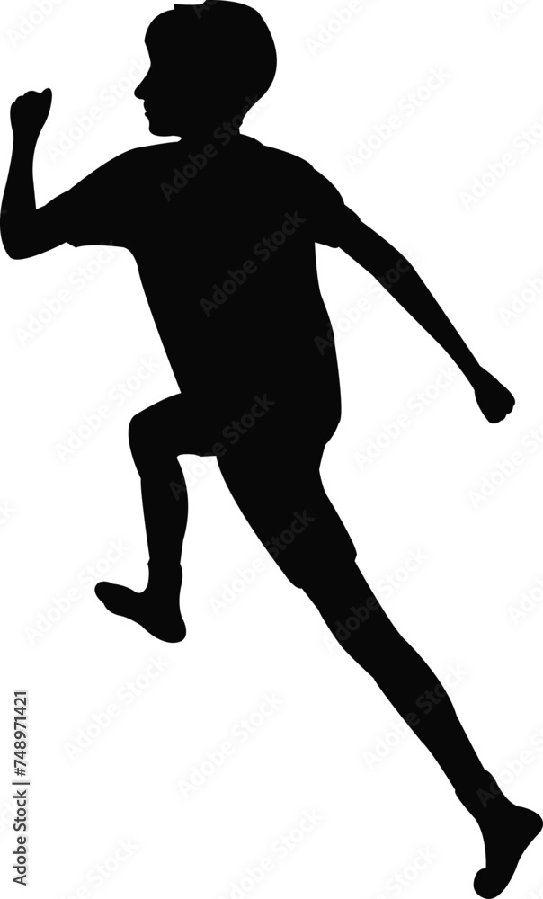 Canvas Prints a boy running body silhouette vector