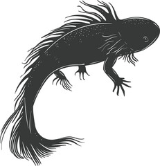 Silhouette Axolotl animal black color only full