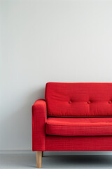 Red sofa on white background.