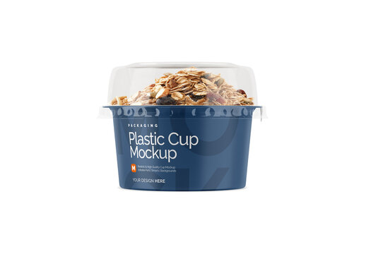 Plastic Cup with Muesli Mockup