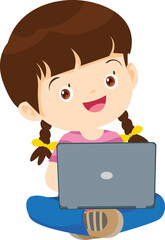child use gadget Mobile and laptop