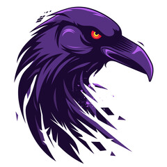 Bird dark raven esport vector logotype, logo raven, icon raven, sticker raven, symbol raven, emblem raven