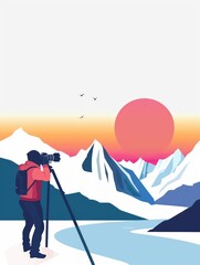 Sunrise Over Mountains: Pastel Colors Generative AI