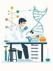 Diligent Student Analyzing DNA Sequences in a Biology Lab Generative AI