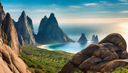 enchanted oceanic peaks a surreal land of arches ideal fantasy wallpaper