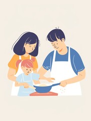 Parents Teaching Child Family Recipe Cooking Generative AI