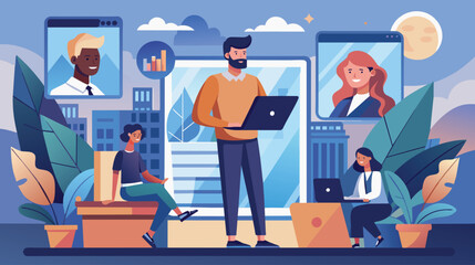 Modern Digital Workspace With Diverse Team Working Remotely