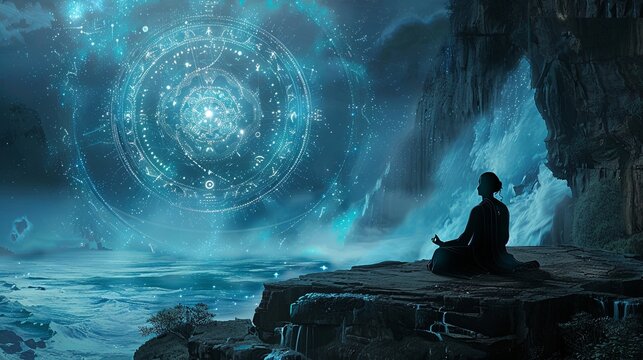 Mystic art inspired by astrology and esoteric symbolism