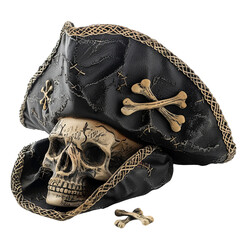 skull with pirate hat isolated

