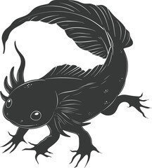 Silhouette Axolotl animal black color only full