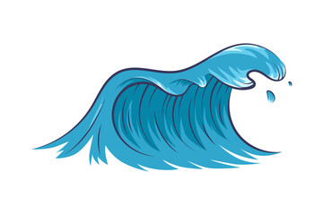 Vector ocean wave. Isolated water splash set in cartoon style.