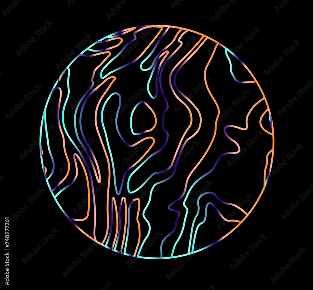 Aufkleber holographic circle with warped and glitched texture of lines.