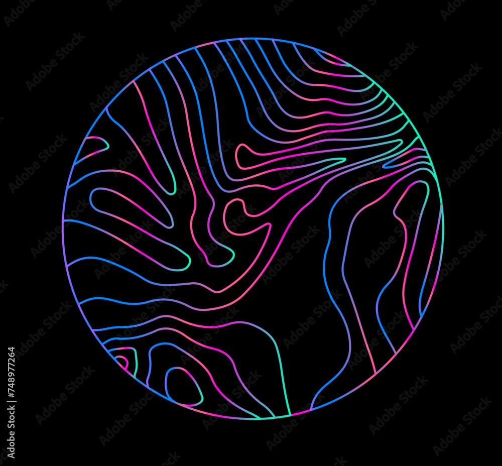 Aufkleber holographic circle with warped and glitched texture of lines.
