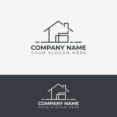 House cleaning, home security, real estate auction with building logo concept