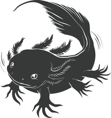 Silhouette Axolotl animal black color only full