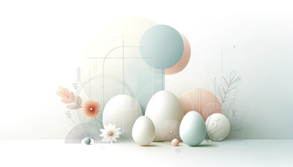 Minimalistic Easter Background in Paste tones