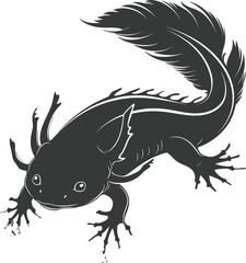 Naklejka premium Silhouette Axolotl animal black color only full