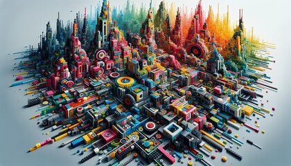 Fototapeta premium blocks abstract background. Vivid colours, plastic blocks