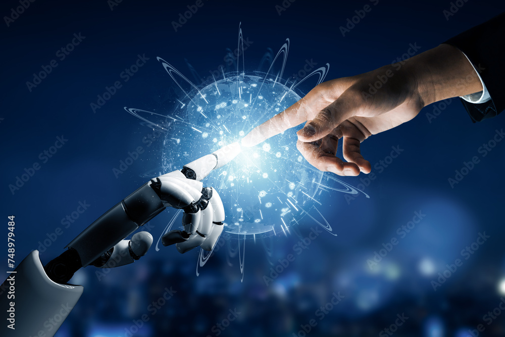 Poster xai 3d rendering futuristic robot technology development, artificial intelligence ai, and machine le