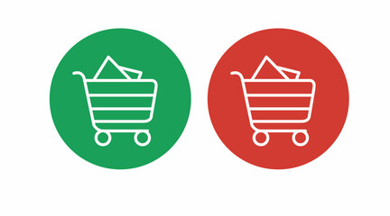 Green and Red Shopping Cart Icon. Vector Isolated Illustration of a Shopping Cart